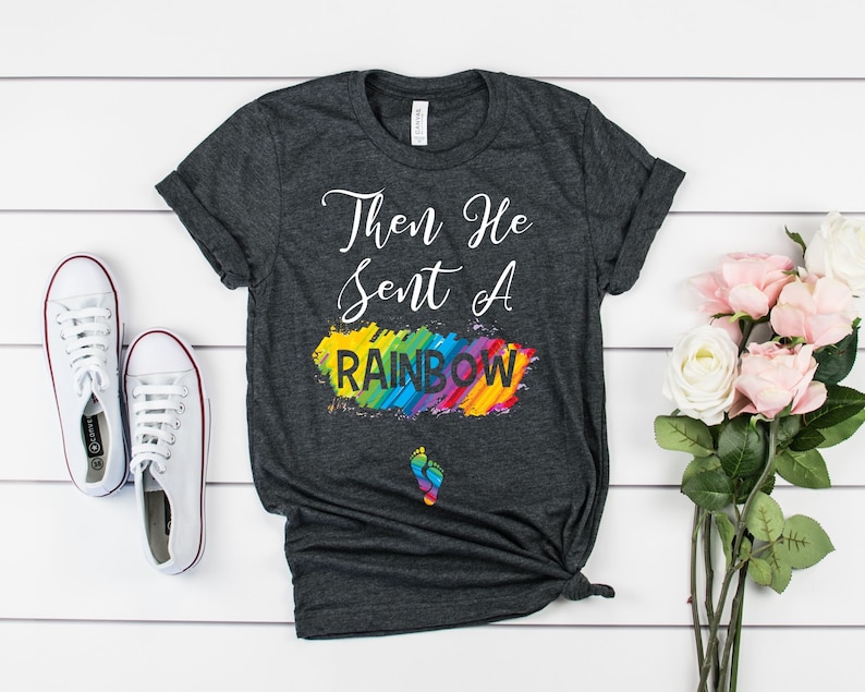 Then He Sent A Rainbow Baby Bump Shirt Future Mom Shirt Maternity T Shirt Maternity Clothes Wifey Shirt New Mom Gift image 5