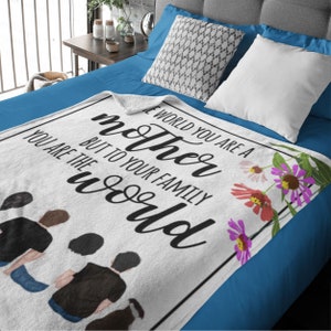 Personalized Velveteen Blanket Gift for Mom: Custom Family, Pet Design