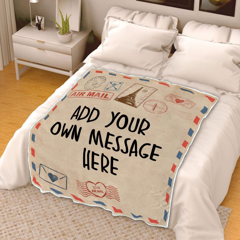 Customized Air Mail Blanket Gift Put Your Own Message Letter Etsy