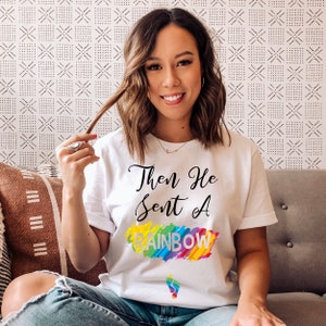 Then He Sent A Rainbow Baby Bump Shirt Future Mom Shirt Maternity T Shirt Maternity Clothes Wifey Shirt New Mom Gift image 2