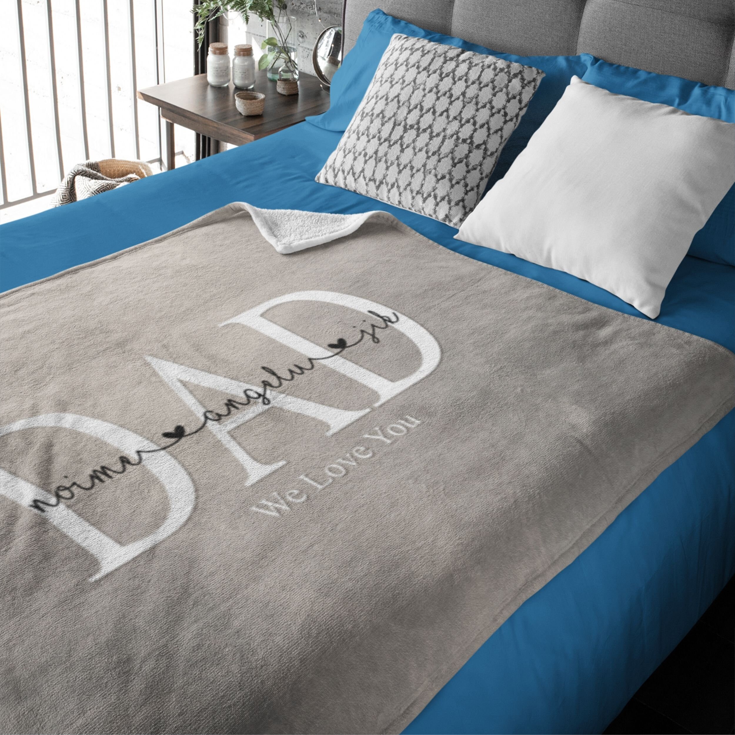 Dad We Love You Custom Blanket Custom Grandpa Blanket Gift Etsy