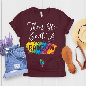 Then He Sent A Rainbow Baby Bump Shirt Future Mom Shirt Maternity T Shirt Maternity Clothes Wifey Shirt New Mom Gift image 4