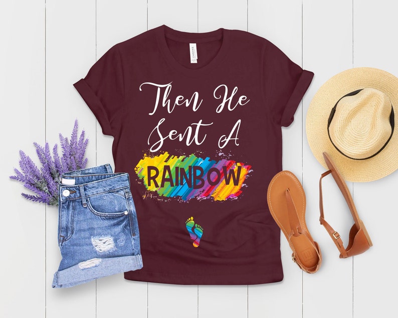 Then He Sent A Rainbow Baby Bump Shirt Future Mom Shirt Maternity T Shirt Maternity Clothes Wifey Shirt New Mom Gift image 4