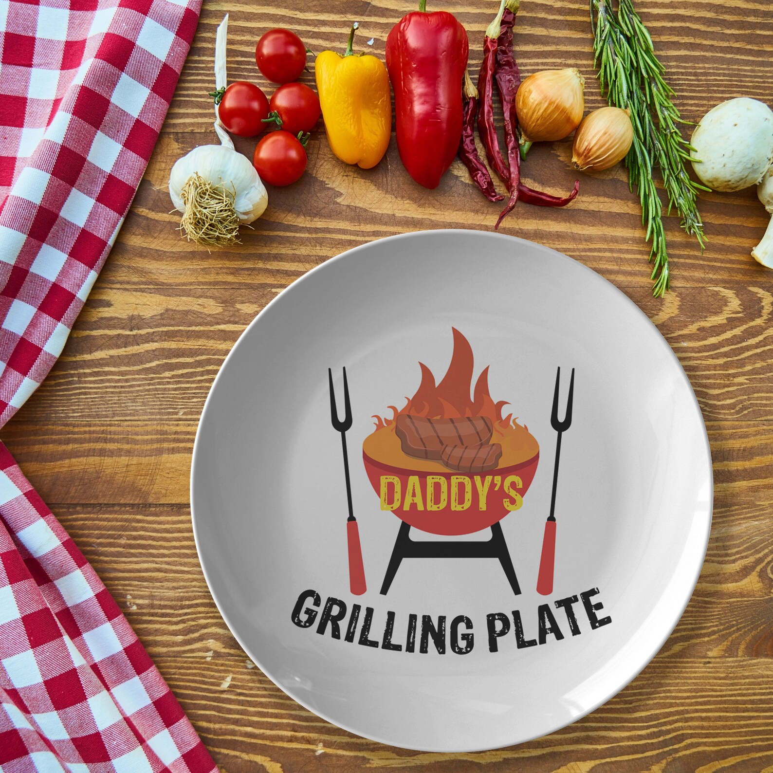 Daddy's Grilling Plate BBQ Plate Barbeque Dad's Etsy