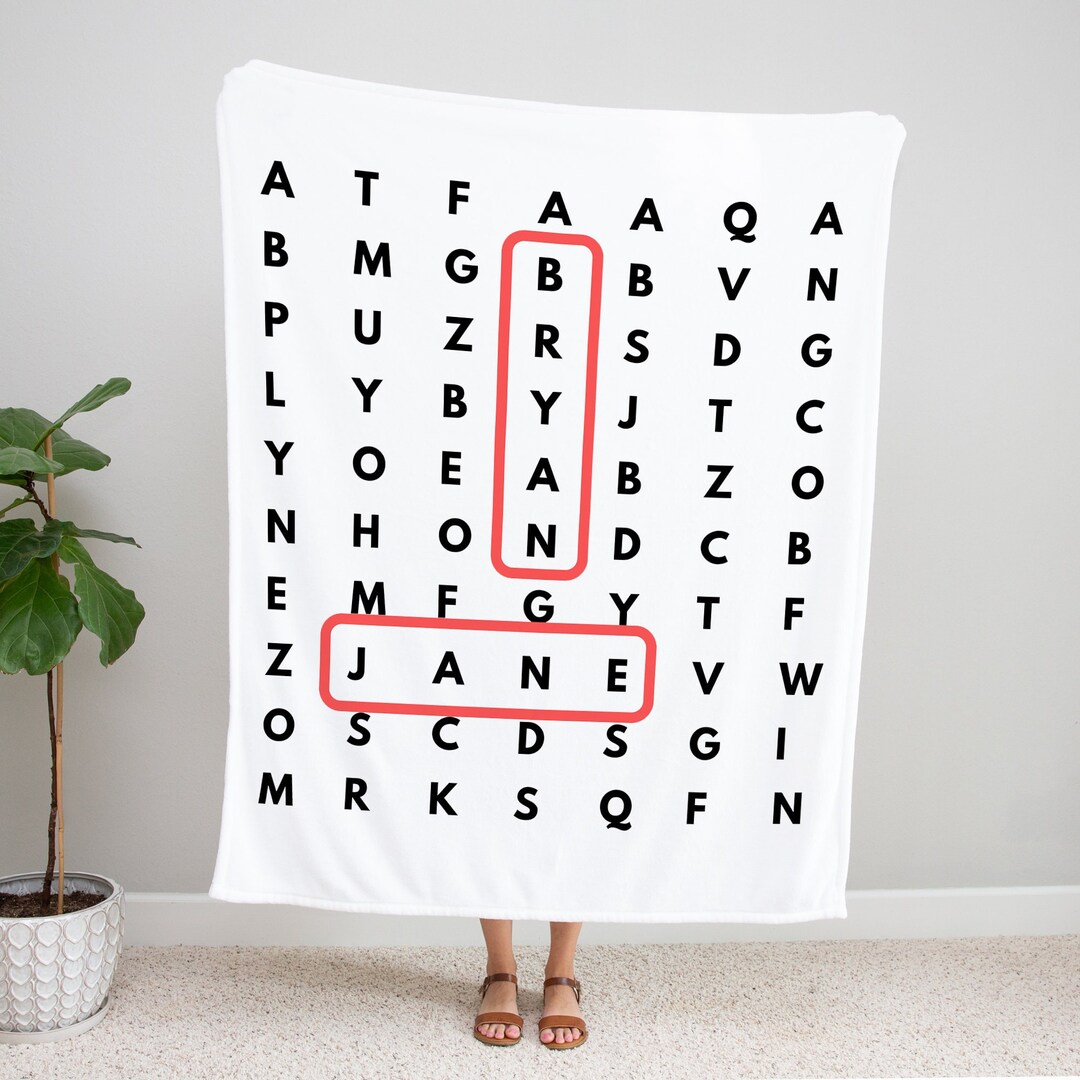 Personalized Names Crossword Puzzle Blanket, Crossword Puzzle Blanket