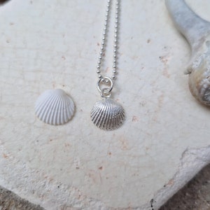 Handmade shell pendant with chain 925 silver