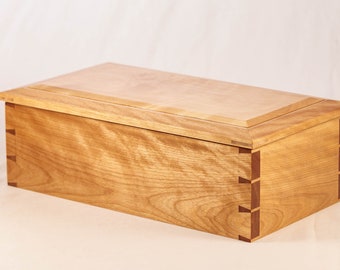 Solid Curly Birch Dovetailed Urn with Memory Compartment