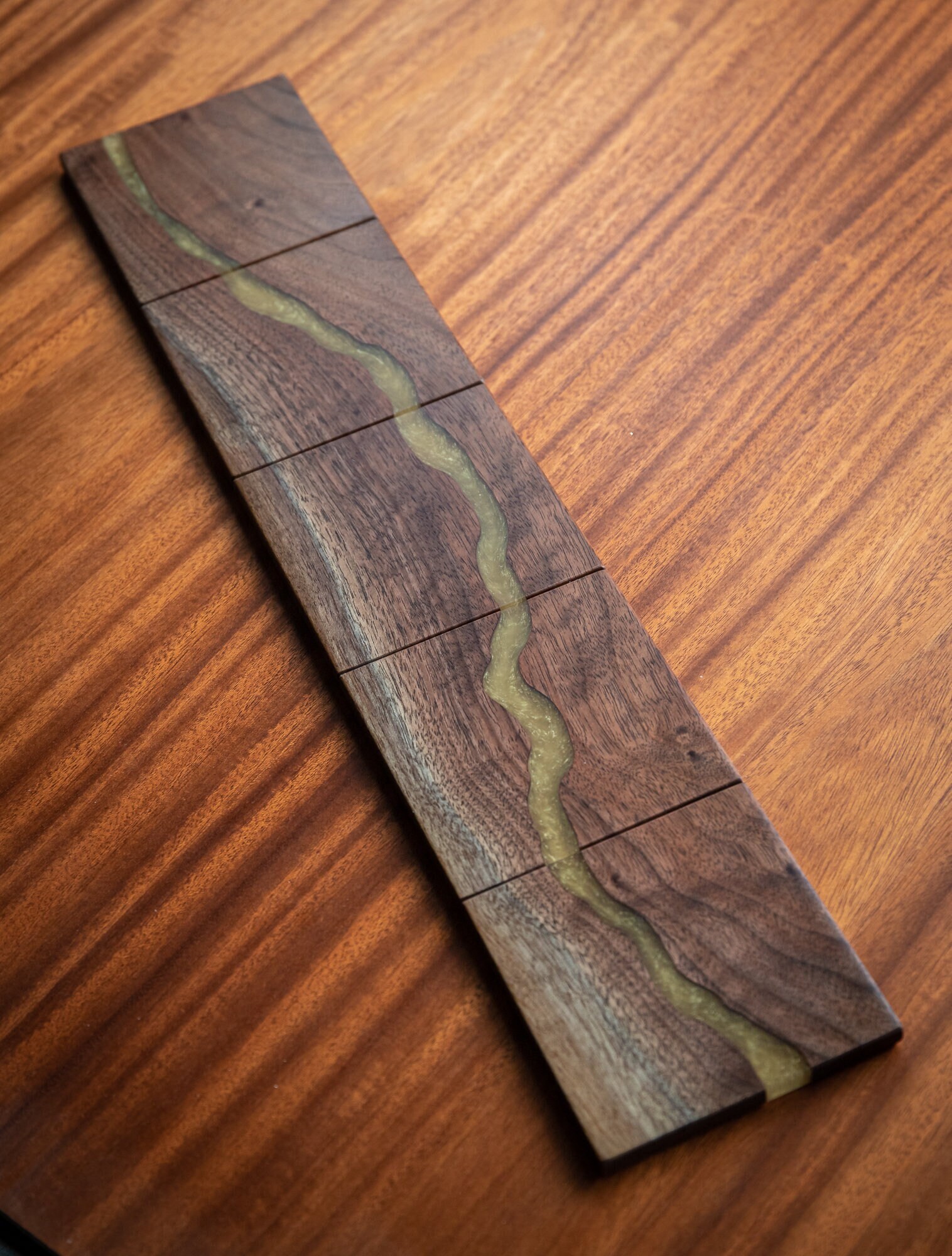 Wood Coaster set with Epoxy "River"