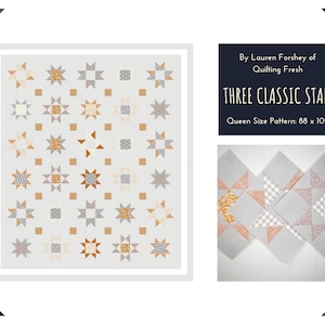 Quilt Pattern, Queen Size, Three Classic Stars