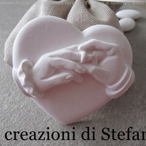 Lotto di 12 calamite in polvere di ceramica a forma di cuore con scambio anelli
