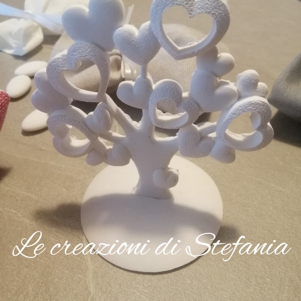 20 alberi della vita con cuori in polvere di ceramica con base