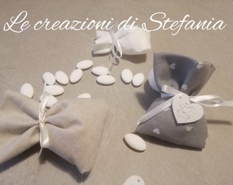 20 sacchetti porta confetti a scelta con cuore in polvere di ceramica nozze d'oro
