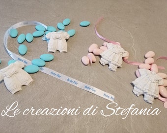 20 ceramic powder magnets in the shape of a dress for baby for birth or baptism