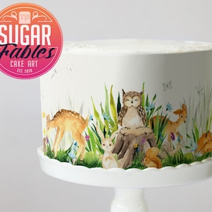 Woodland Baby Animals Edible Image, cake wrap,  icing sheet! Baby showers and First birthday.