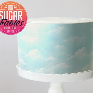 Fluffy Little Clouds Blue Sky Icing Sheet, cake wrap, edible print! Airplane party, Baby shower, birthdays.