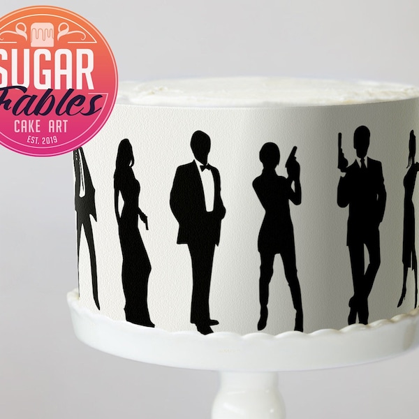 Spy Thriller Cake Wrap, Edible Image, icing sheet! Secret Agent and Counterspy Cake Decorations.