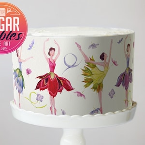 Ballet Dancers Blossom and Petals Edible Image, cake wrap,  icing sheet! Dancers cake decorations.