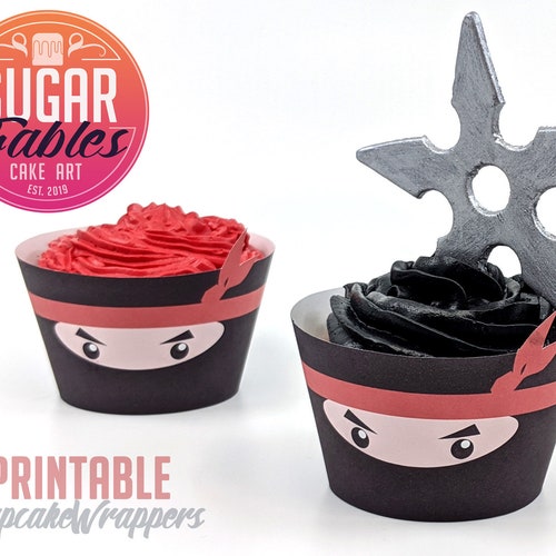 Printable Ninja Cupcake Wrappers Ninja Party Ninja Birthday Etsy