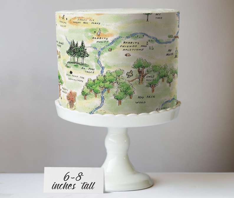 Hundred Acre Wood Cake Wrap Winnie the Pooh Edible Image Classic Storybook Frosting Sheet Woodland Bear First Birthday & Baby Shower Decor image 7