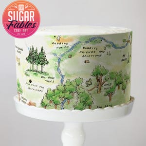 Hundred Acre Wood Cake Wrap Winnie the Pooh Edible Image Classic Storybook Cake Decoration Woodland Bear First Birthday & Baby Shower!