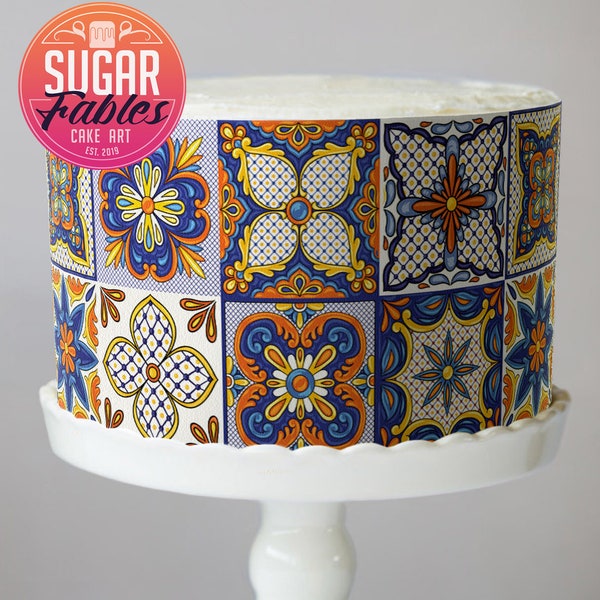 Talavera Decorative Tiles Cake Wrap, icing sheets, edible icing. Ornate Mexican, Spanish cake decorations!