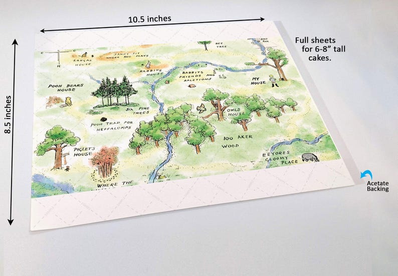 Hundred Acre Wood Cake Wrap Winnie the Pooh Edible Image Classic Storybook Frosting Sheet Woodland Bear First Birthday & Baby Shower Decor image 8