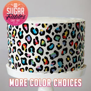 Leopard Print Edible Cake Wrap. Rainbow colors, Gold Glitter or Natural coloring Icing Sheet, Cheetah Cake Decorations!