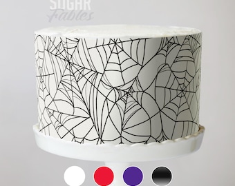 Spiderweb Cake Wrap Spooky Purple & Black Halloween Cobweb Edible Image Wednesday Window Frosting Sheet Superhero Spider Birthday Party