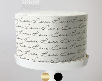 Handwritten Love Script Cake Wrap Romantic Letter Edible Image Valentine's Day Themed Frosting Sheet Wedding, Bridal & Baby Shower Decor