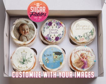 Custom Personalized Edible Cookie Toppers Chocolate Covered Oreo Topper Custom Cupcakes Rice Crispies with your images! Multiple sizes.