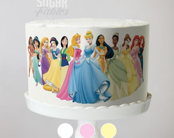Princess Cake Wrap Magical Birthday Edible Image Princesses Party Decoration Once Upon a Time Cake Strips Princess Birthday Celebration.