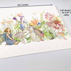 Flower Fairies Cake Wrap Whimsical Fairy Garden Edible Image Hand-Painted Floral Vintage Botanical Enchanted Forest Birthday Decorations immagine 10