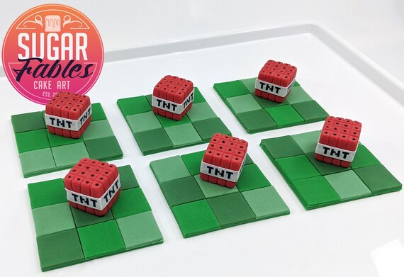 Minecraft Tnt Cupcake Toppers Fondant Minecraft Party Favors Etsy