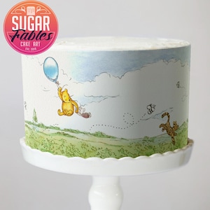 Winnie the Pooh Cake Wrap Winnie Floating Balloon Edible Image Pooh Bear Adventure Cake Decoration Classic Pooh Bear Birthday & Baby Shower!