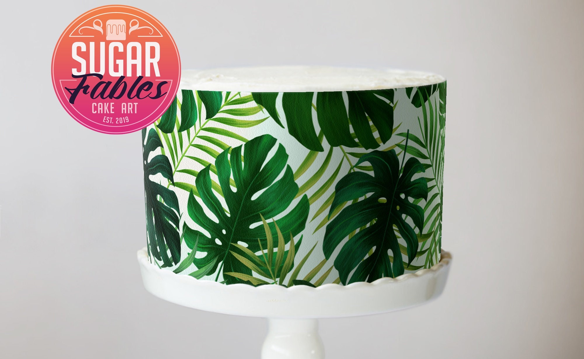 Tropical Jungle Leaves Edible Image Cake Wrap Icing Sheet Etsy