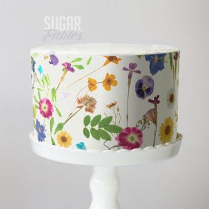 Pressed Wild Flower Cake Wrap Dried Flowers Edible Images A Little Wildflower Frosting Sheet Birthdays & Baby Showers Country Rustic Wedding