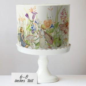 Flower Fairies Cake Wrap Whimsical Fairy Garden Edible Image Hand-Painted Floral Vintage Botanical Enchanted Forest Birthday Decorations immagine 8