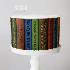 Wizard Spell Books Cake Wrap Witch's Grimoire Edible Image Magic Book Lover Frosting Sheet Enchanted Bookish Birthday Decor Wizardry Tomes