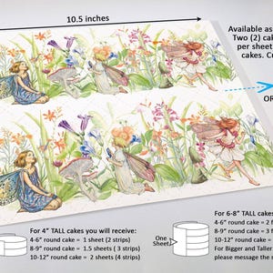 Flower Fairies Cake Wrap Whimsical Fairy Garden Edible Image Hand-Painted Floral Vintage Botanical Enchanted Forest Birthday Decorations immagine 4
