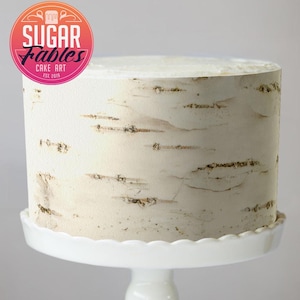 Birch Bark Cake Wrap Rustic Edible Image Woodland Baby Shower Boho Woodland Cake Themes Forrest Bridal Wedding Fairy Party Decoration.