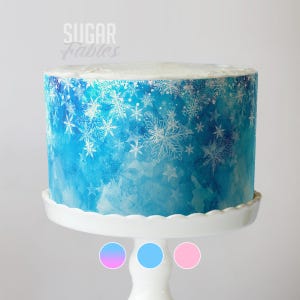 Frozen Snowflakes Cake Wrap Winter Wonderland Edible Image Frosty Magical Icing Sheet Wintery Snowy Sparkling Frosting Party Decorations