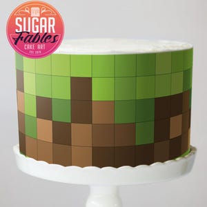 Pixel Tiles Video Game Cake Wrap Block Design Gamer Edible Image Gaming Birthday Party Video Games  Pixel Art Cake Strips Kids Gaming Party