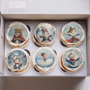 Nutcracker Cupcake Edible Toppers: Sugar Plum Fairy & Holiday Character Cookies; Festive Christmas Party Treats