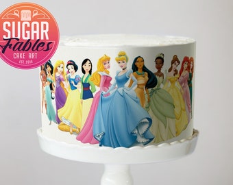 Princesses Edible Image, Cake Wrap, Princess party decoration.