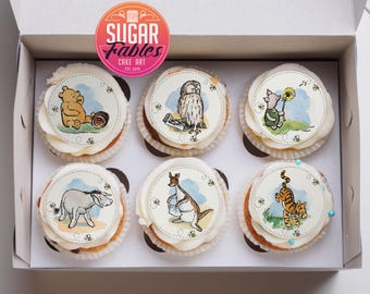 Winnie the Pooh Cupcake Toppers Pooh Bear Edible Image Classic Pooh Cookie Decorations Vintage Bear Birthday Party Winnie Baby Shower Treats
