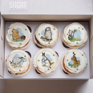 Winnie the Pooh Cupcake Toppers Pooh Bear Edible Image Classic Pooh Cookie Decorations Vintage Bear Birthday Party Winnie Baby Shower