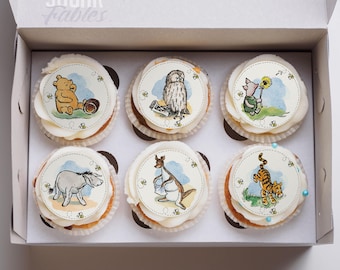 Adornos para cupcakes de Winnie the Pooh, imagen comestible del oso Pooh, decoraciones clásicas para galletas de Pooh, fiesta de cumpleaños de oso vintage, baby shower de Winnie