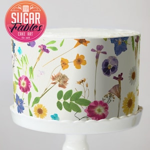 Wild Flower Cake Wrap Dried Flowers Edible Images Pressed Flowers Cake Strips Birthdays & Baby Showers Country Rustic Wedding Party Decor