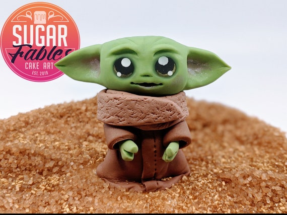 Baby Yoda Cake Topper Star Wars Fondant Cake Topper Etsy