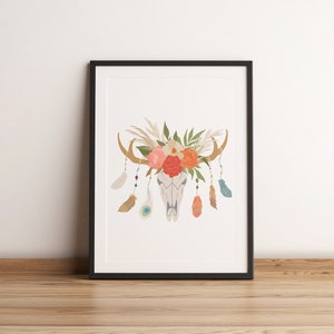 Boho Hirschgeweih Horn Drucke, druckbare Wandkunst, Boho Wand-Dekor, neues Haus Geschenk, Instant Download